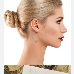 Kendra Scott Gold Hoops with Pink Stone